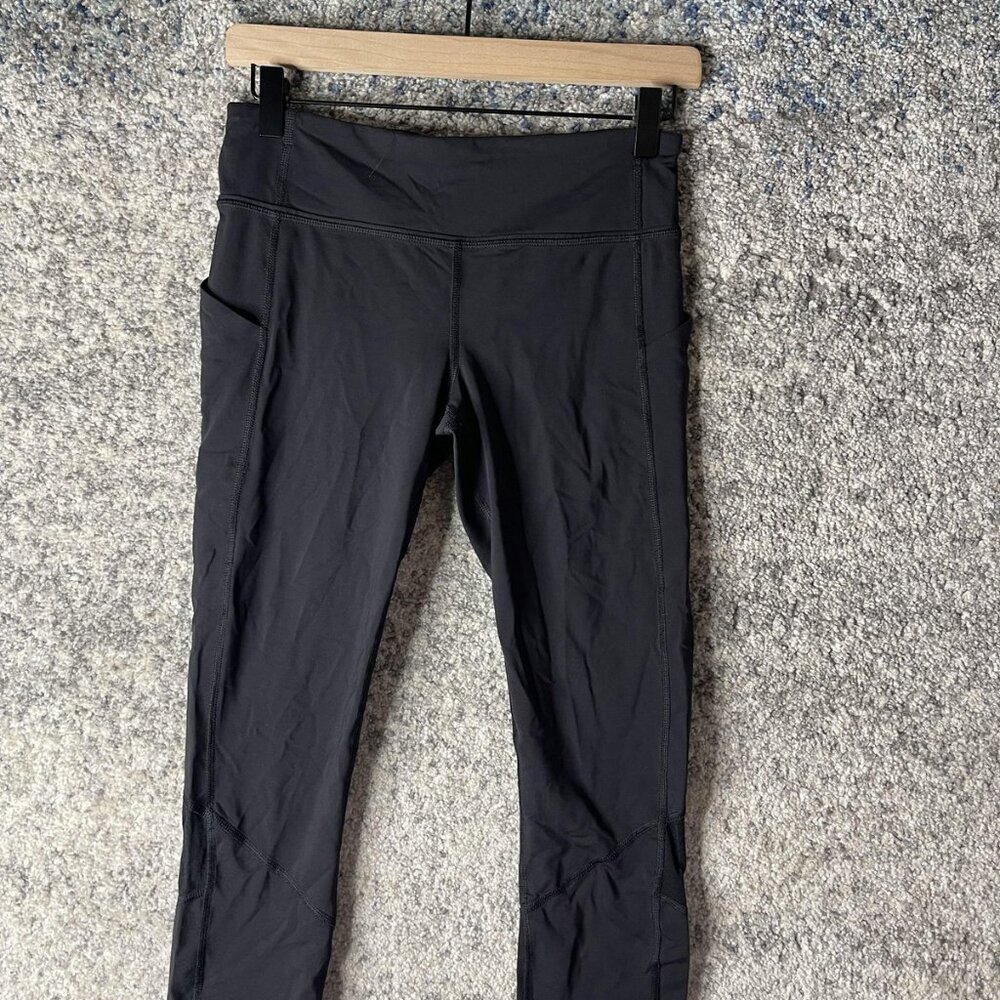 Lululemon Pants‎ Womens 6 Black Run Inspire Crop Mesh Pockets Athletic Leggings